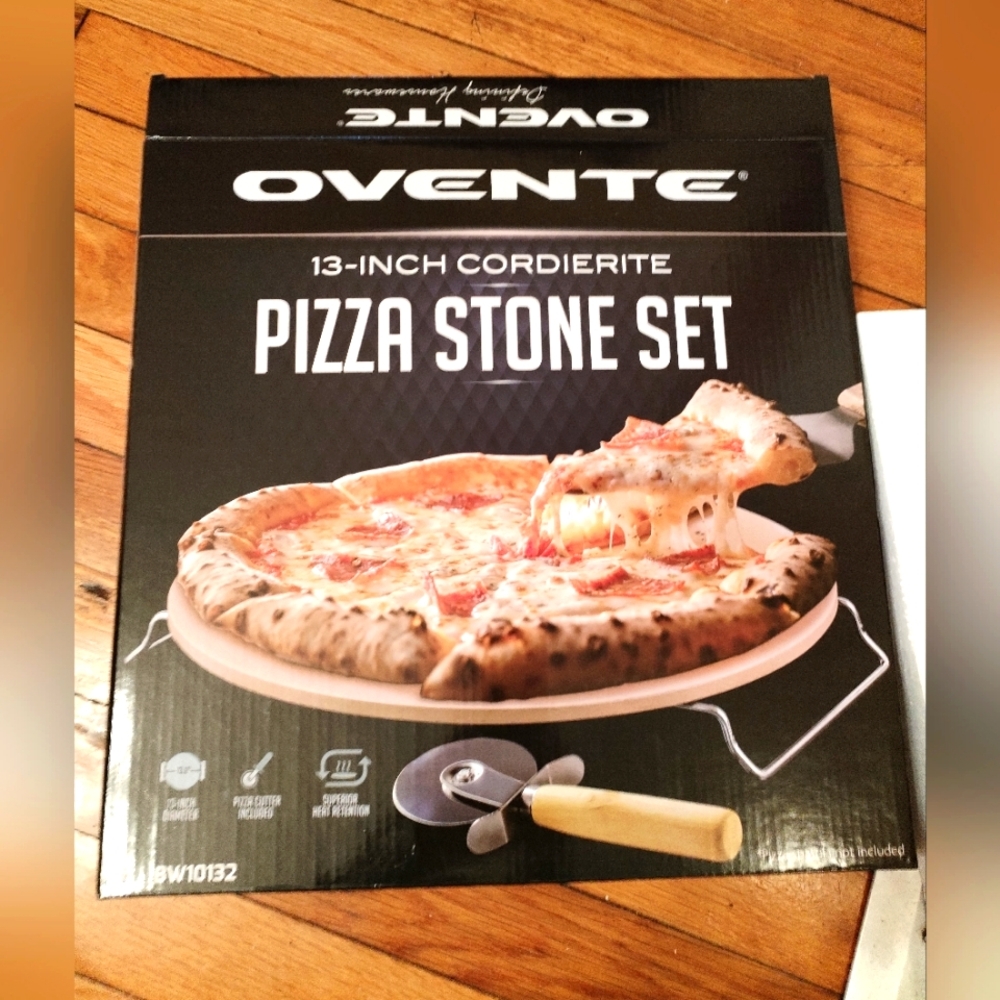 Ovente 13-Inch Cordierite Pizza Stone Set
